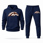 Men's Western Michigan Hoodie Joggers Set - Navy digital placement mockup