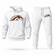 Men's Western Michigan Hoodie Joggers Set - White digital placement mockup
