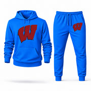 Men's Wisconsin Hoodie Joggers Set - Azure digital placement mockup