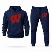 Men's Wisconsin Hoodie Joggers Set - Navy digital placement mockup