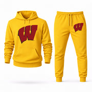 Men's Wisconsin Hoodie Joggers Set - Yellow digital placement mockup