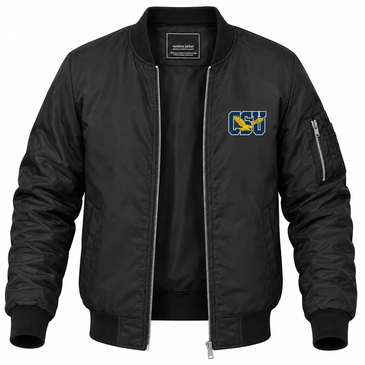 Men's Coppin State Bomber Jacket | Color: Black | Front