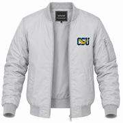 Men's Coppin State Bomber Jacket | Color: Grey | Front