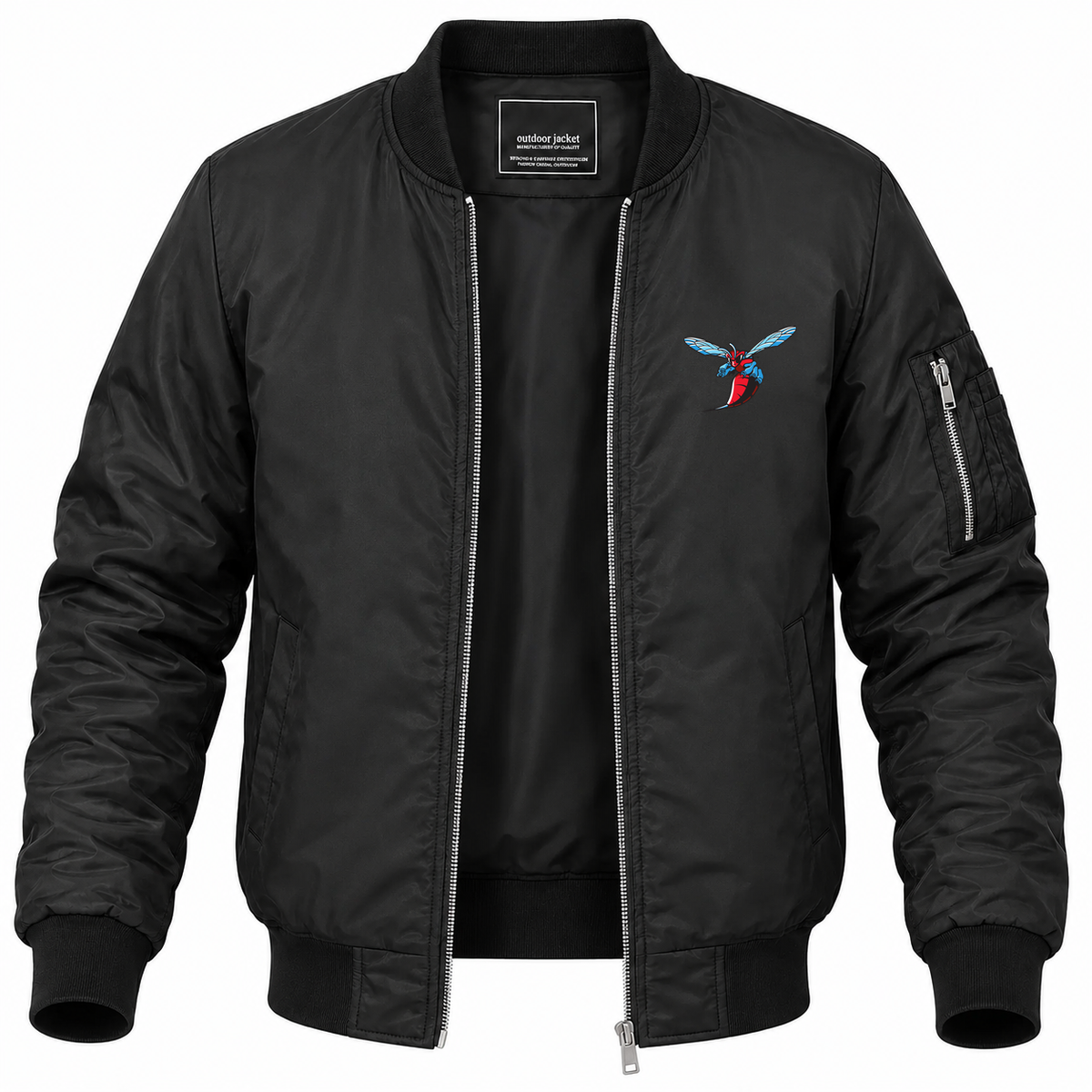 Men's Delaware State Bomber Jacket | Color: Black | Front