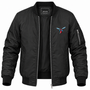 Men's Delaware State Bomber Jacket | Color: Black | Front