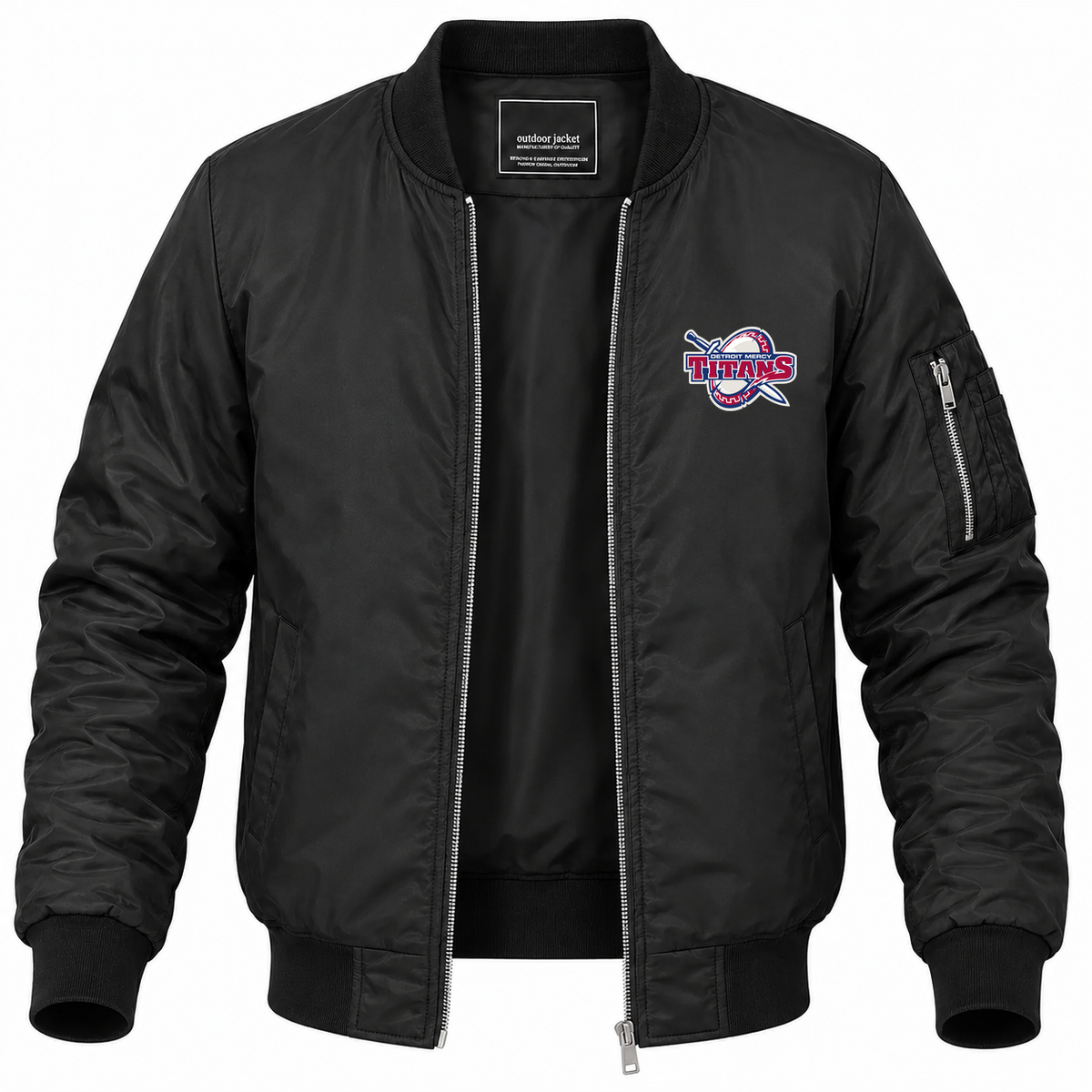 Men's Detroit Mercy Bomber Jacket | Color: Black | Front