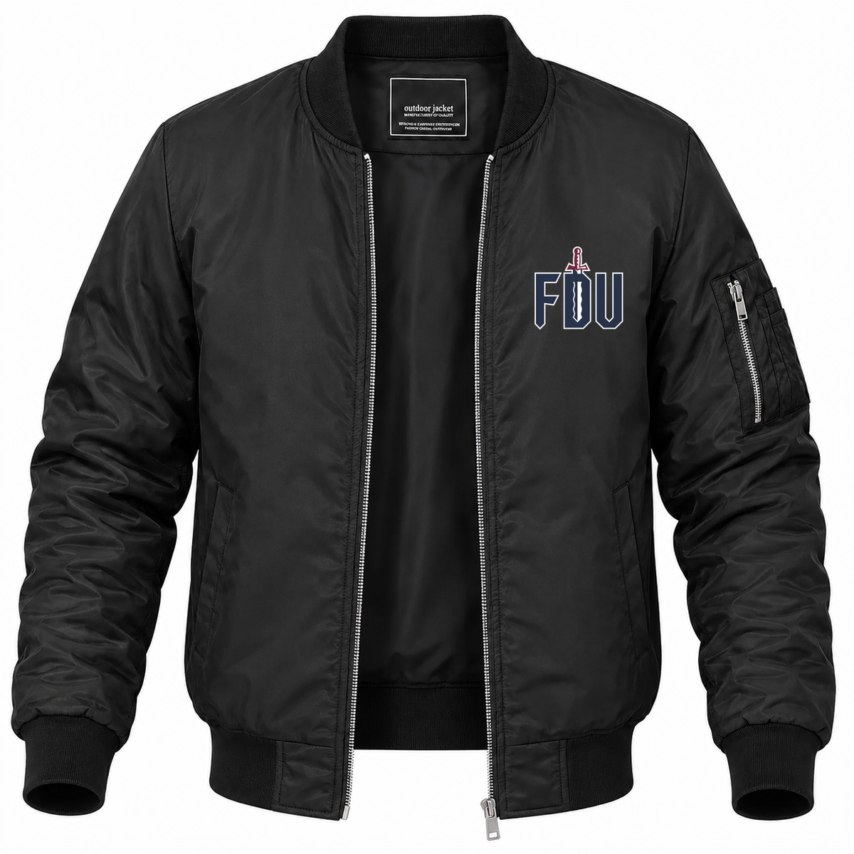 Men's Fairleigh Dickinson Bomber Jacket | Color: Black | Front