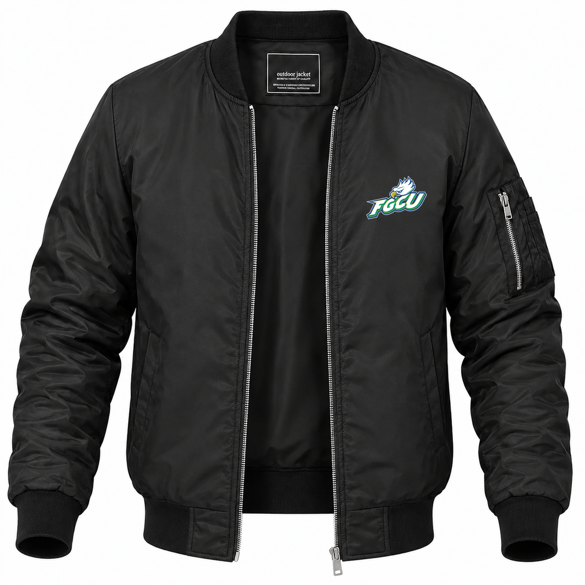 Men's Florida Gulf Coast Bomber Jacket | Color: Black | Front