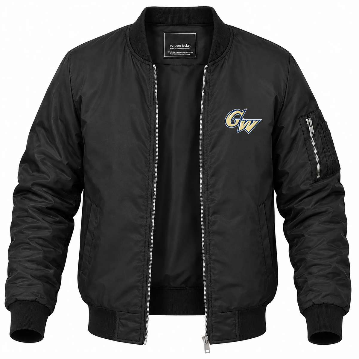 Men's George Washington Bomber Jacket | Color: Black | Front