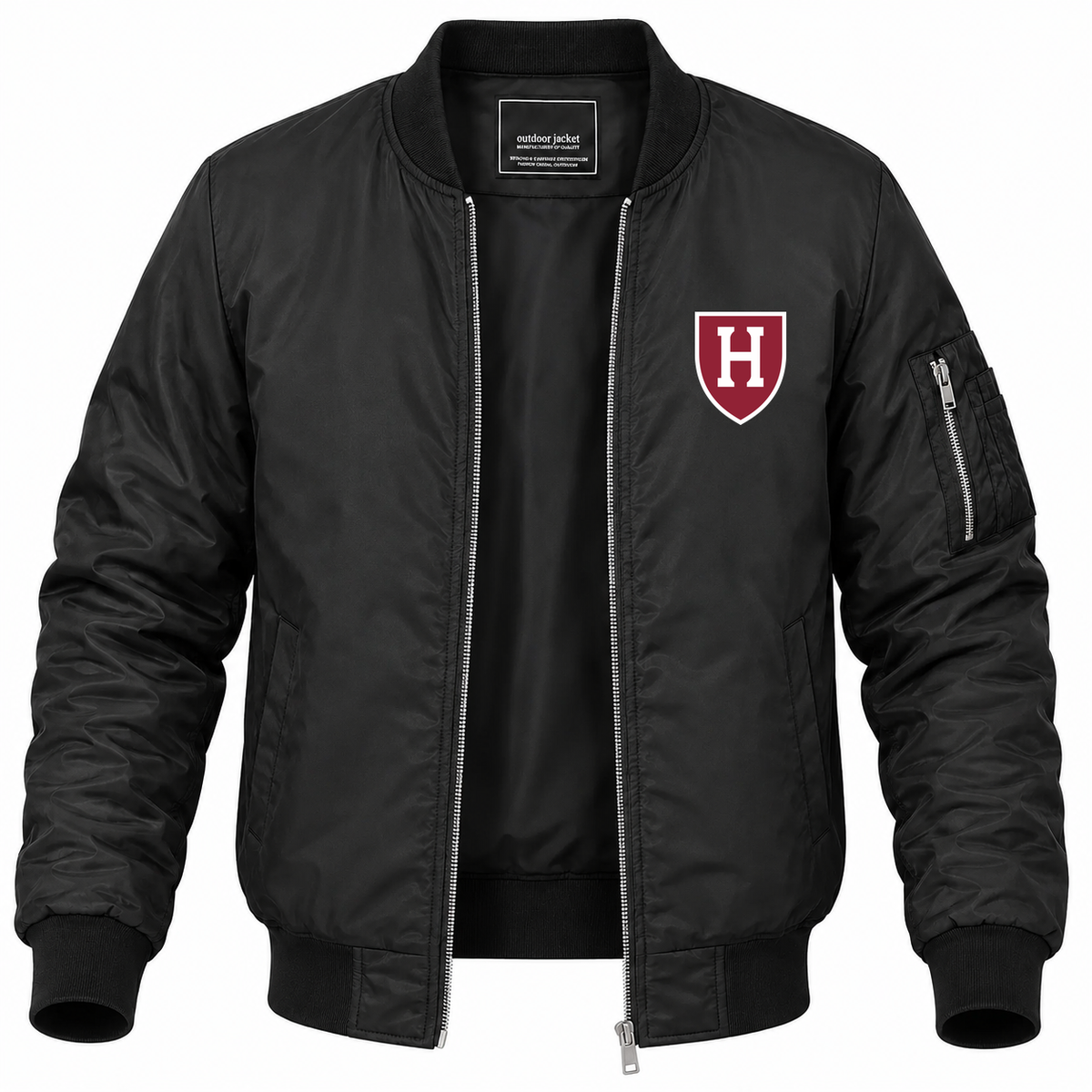 Men's Harvard Bomber Jacket | Color: Black | Front