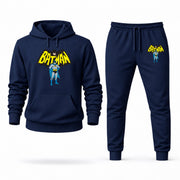Men's Batman Hoodie Joggers Set in Navy; digital artwork placement mockup