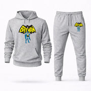 Men's Batman Hoodie Joggers Set in Grey; digital artwork placement mockup
