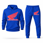 Men's Honda Hoodie Joggers Set in Blue; digital artwork placement mockup