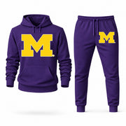 Men's Michigan Hoodie Joggers Set in Purple; digital artwork placement mockup