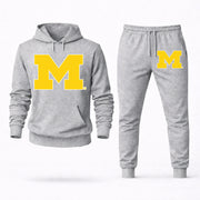 Men's Michigan Hoodie Joggers Set in Grey; digital artwork placement mockup