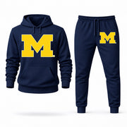 Men's Michigan Hoodie Joggers Set in Navy; digital artwork placement mockup