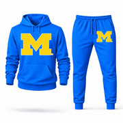 Men's Michigan Hoodie Joggers Set in Azure; digital artwork placement mockup