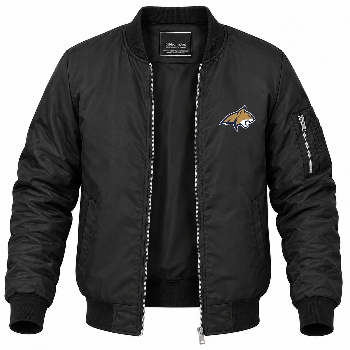 Men's Montana State Bomber Jacket | Color: Black | Front