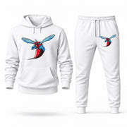 Delaware State hoodie joggers set — White
