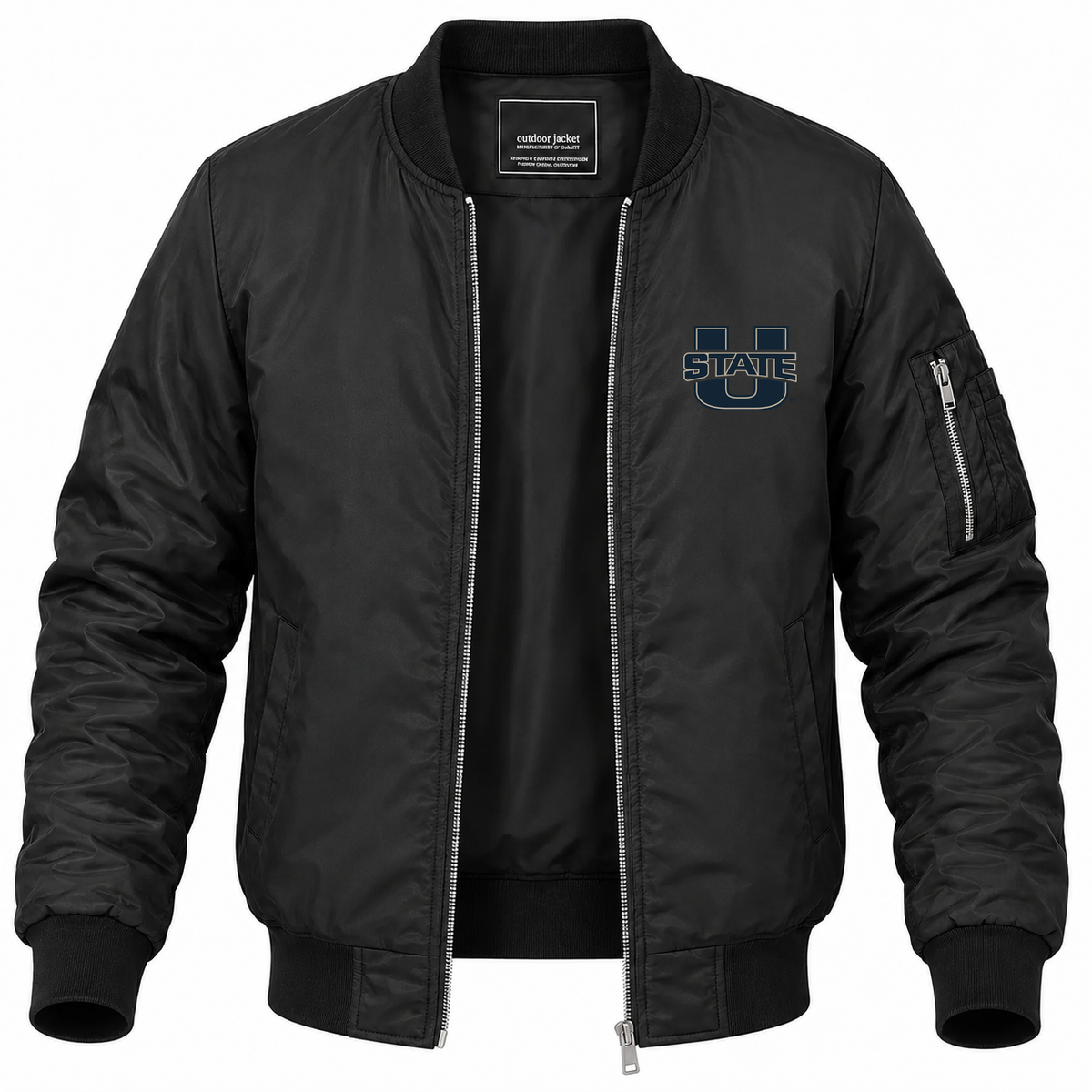 Men's Utah State Bomber Jacket | Color: Black | Front