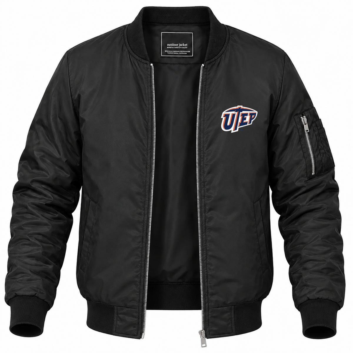 Men's UTEP Bomber Jacket | Color: Black | Front