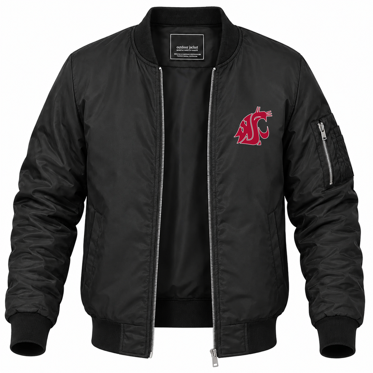 Men's Washington State Bomber Jacket | Color: Black | Front