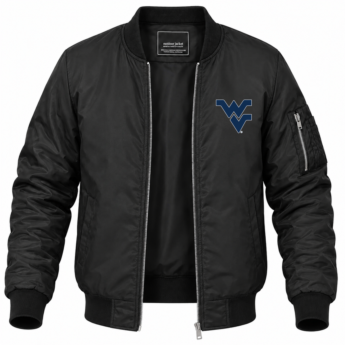Men's West Virginia Bomber Jacket | Color: Black | Front