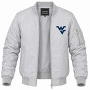Men's West Virginia Bomber Jacket | Color: Grey | Front